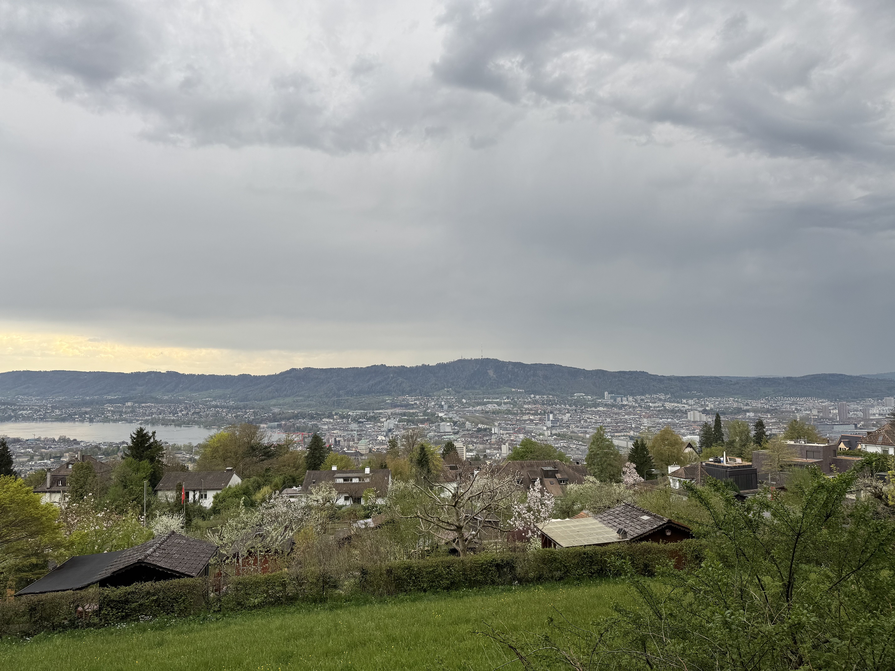 The city from atop the hill… but clouds are moving in