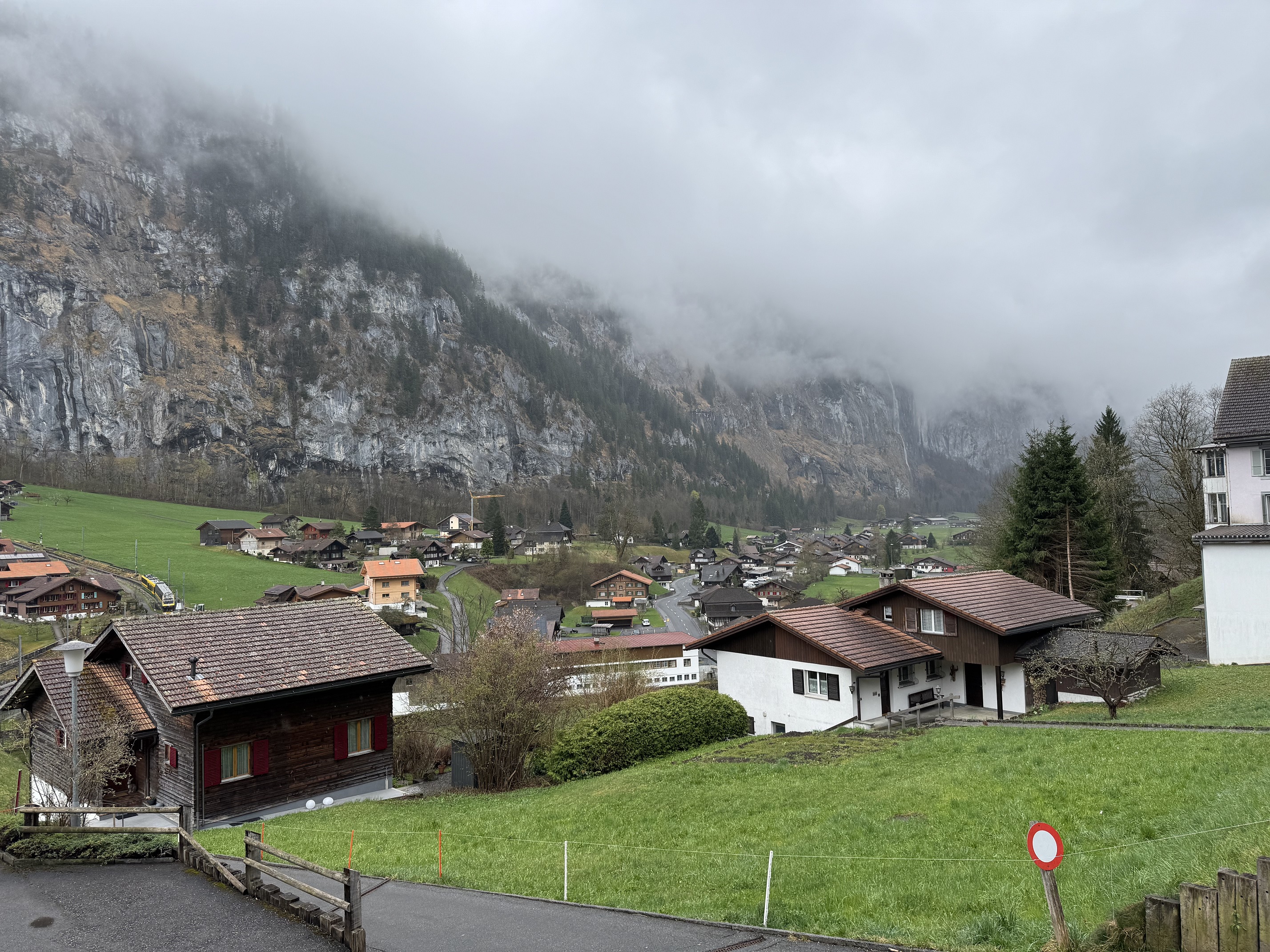 Lauterbrunnen is picturesque even with heavy cloud